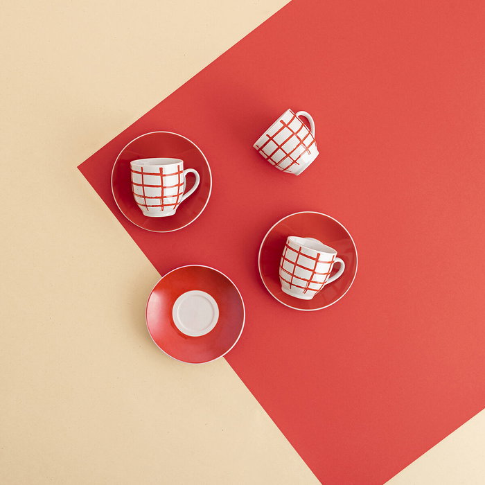 Tasse avec sous-tasse Quid Kansas Rouge Céramique 90 ml (6 Unités)