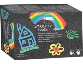 Kreul Streety Set de 6 pots de peinture à la craie liquide pour asphalte 200ml