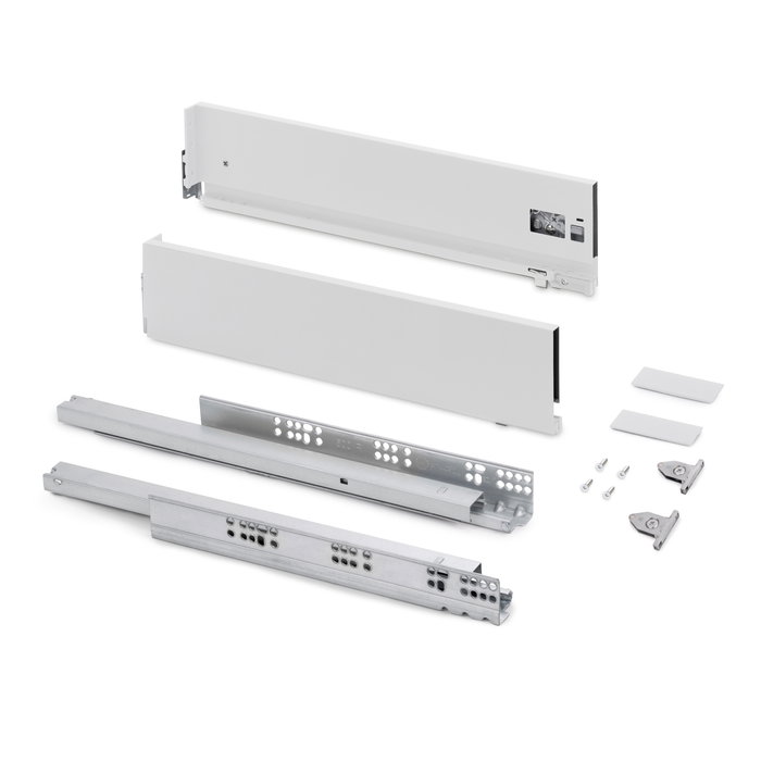 Emuca Tiroir extérieur Vertex avec réglages 3D hauteur 131mm, 40kg, profondeur 450mm, Acier, Peint en blanc Emuca Tiroir extérieur Vertex avec réglages 3D hauteur 131mm, 40kg, profondeur 450mm, Acier, Peint en blanc