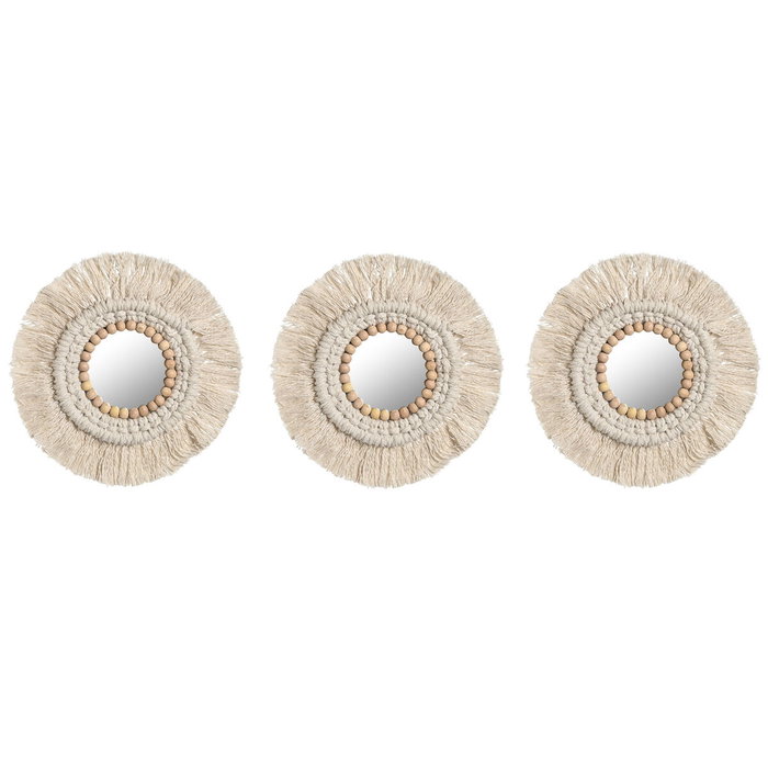 Ensemble de miroirs Home ESPRIT Blanc Boho 20 x 1 x 20 cm (3 Pièces) Ensemble de miroirs Home ESPRIT Blanc Boho 20 x 1 x 20 cm (3 Pièces)