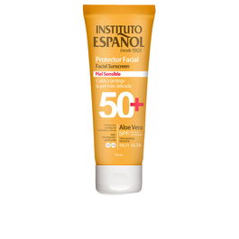 Instituto Español Crème solaire visage SPF 50+ pour peaux sensibles, protection maximale UVA/UVB, texture légère, résistante à l'eau, 75 ml