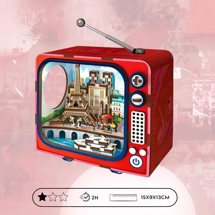 Book Nook TV Paris - Kit de Maquette 3D DIY à Construire, Décors de Paris avec Tour Eiffel - Serre-Livre - 12,5 x 8 x(A total of 141 chars) 13 cm