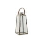 DKD Home Decor Lanterne Marron Argenté Cuir Verre Acier Chrome