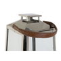 DKD Home Decor Lanterne Marron Argenté Cuir Verre Acier Chrome
