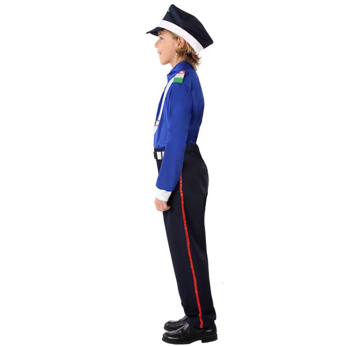 Déguisement Policier Enfant Garçon 5-6 Ans - Costume Agent de Police avec Casquette, Veste à Bande Croisée et Pantalon