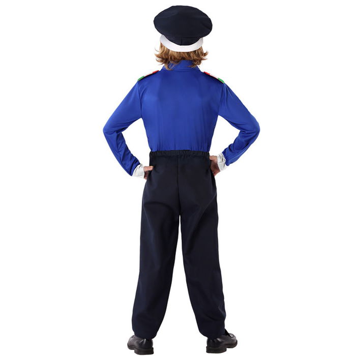 Déguisement Policier Enfant Garçon 5-6 Ans - Costume Agent de Police avec Casquette, Veste à Bande Croisée et Pantalon