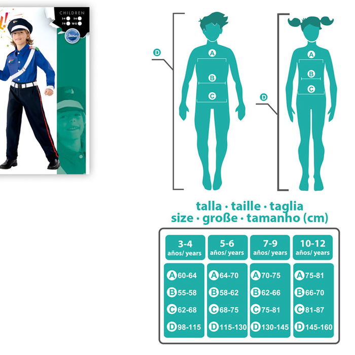 Déguisement Policier Enfant Garçon 5-6 Ans - Costume Agent de Police avec Casquette, Veste à Bande Croisée et Pantalon