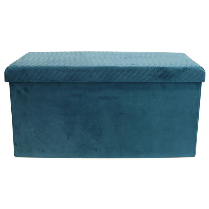 Home Deco Factory Pouf-banc Pliable Bleu Zig-Zag