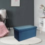 Home Deco Factory Pouf-banc Pliable Bleu Zig-Zag