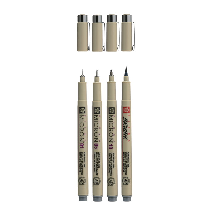 Sakura Set de pointefinas Pigma Micron, 4 tailles, Gris Froid Clair Sakura Set de pointefinas Pigma Micron, 4 tailles, Gris Froid Clair