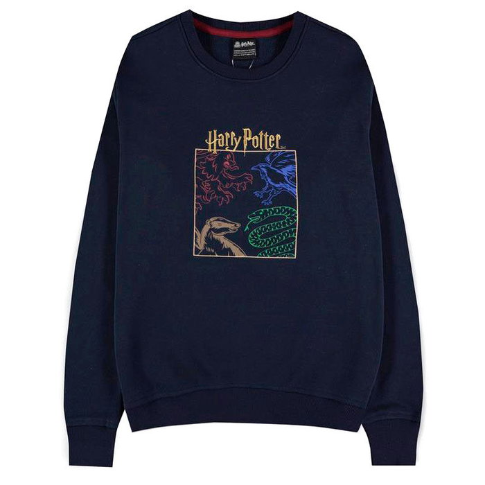 DIFUZED Sweat-shirt à capuche Harry Potter Crests des Maisons - 60% Coton, 40% Polyester - Taille S