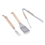 Gourmet Kitchen Ensemble de 3 ustensiles pour barbecue en chêne et acier inox