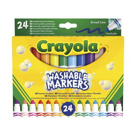 Crayola - Lot de 24 Feutres Super Lavables Maxi Pointe - Couleurs Vives - Pour Dessin, Coloriage, Écriture et Lettering - Réf. 58-6570