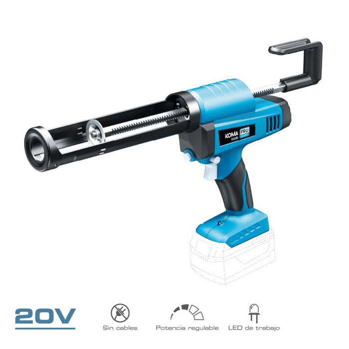 Koma Tools 20v-ps Pistolet à colle 20 V sans fil, force 2000 N, vitesse réglable, lumière LED, Pro series Koma Tools 20v-ps Pistolet à colle 20 V sans fil, force 2000 N, vitesse réglable, lumière LED, Pro series