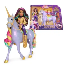 Spin Master Wildstar - Licorne interactive 28 cm avec effets lumineux et sonores + Poupée Sophia 24 cm - Coffret L'Ecole des Licornes - À partir de 4 ans