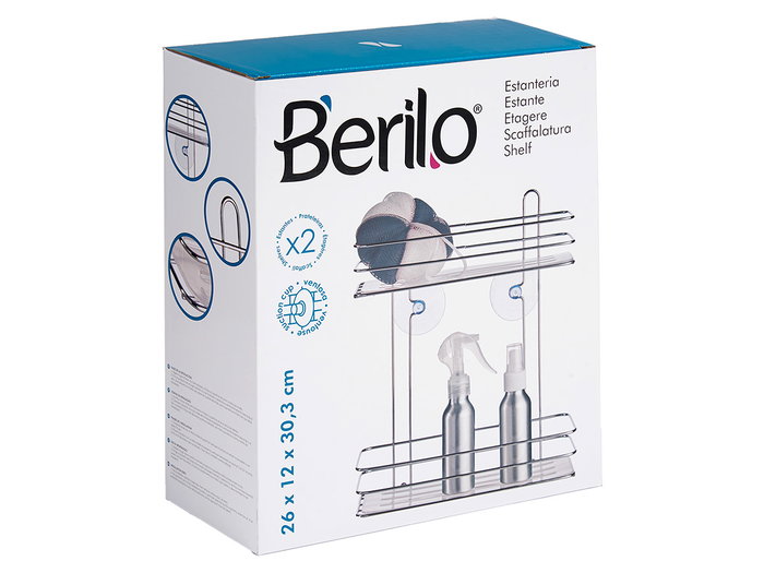 Berilo Étagère 2 Niveaux Chrome Transparent 26x30x11 cm (Set de 12) Berilo Étagère 2 Niveaux Chrome Transparent 26x30x11 cm (Set de 12)