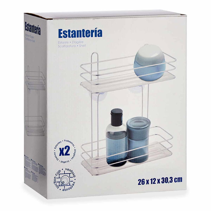 Berilo Étagère 2 Niveaux Chrome Transparent 26x30x11 cm (Set de 12) Berilo Étagère 2 Niveaux Chrome Transparent 26x30x11 cm (Set de 12)
