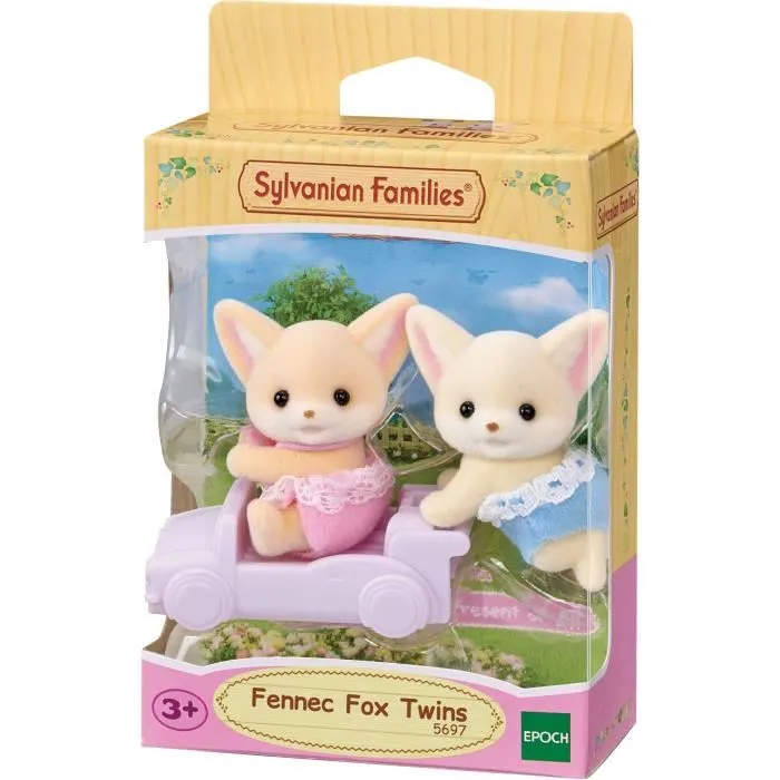 Sylvanian Families - Poupée Les jumeaux Fennec - Modèle 5697 multicolore avec têtes articulées et locomotive