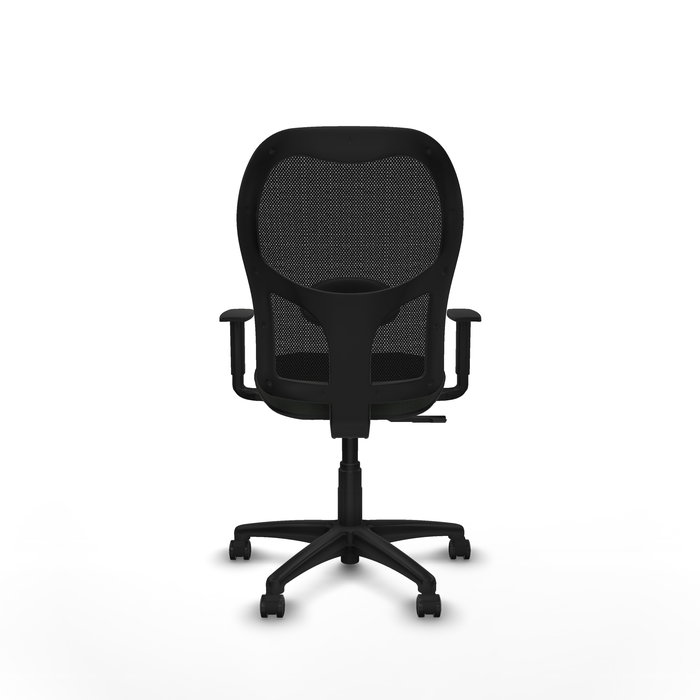 Chaise Alocén Synchro 3 positions tissu Noir Structure polyamide noire Accoudoir 1D Sans appui-tête Roulettes pour moquette