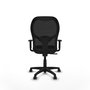 Chaise Alocén Synchro 3 positions tissu Noir Structure polyamide noire Accoudoir 1D Sans appui-tête Roulettes pour moquette