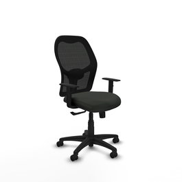 Chaise Alocén Synchro 3 positions tissu Noir Structure polyamide noire Accoudoir 1D Sans appui-tête Roulettes pour moquette