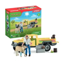Schleich - Coffret de Visite Vétérinaire à la Ferme 12 Pièces, Figurines Animaux de la Ferme, Véhicule Pick-up et Vétérinaire, Kit d'Extension Farm World 42503