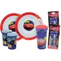 Fun House - Lot de Vaisselle Disney Cars - 2 Assiettes Creuses 16 cm, 2 Verres 220 ml, 2 Sets de Couverts et Gobelet Paille