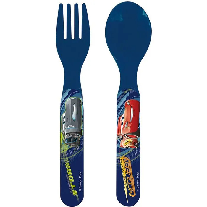 Fun House - Lot de Vaisselle Disney Cars - 2 Assiettes Creuses 16 cm, 2 Verres 220 ml, 2 Sets de Couverts et Gobelet Paille