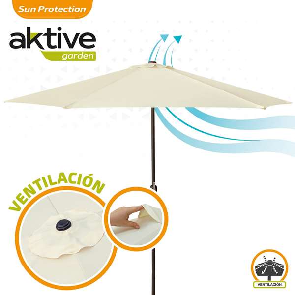 Parapluie Aktive Crème Ø 300 cm 300 x 245 x 300 cm Parapluie Aktive Crème Ø 300 cm 300 x 245 x 300 cm