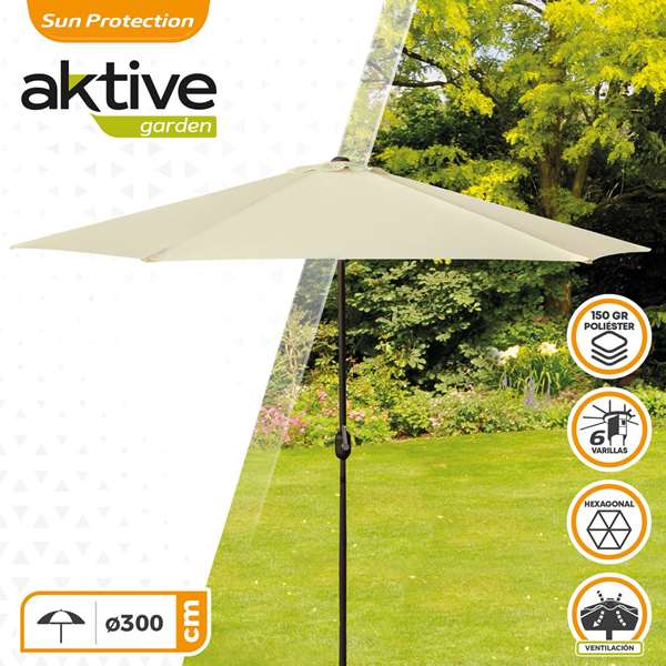 Parapluie Aktive Crème Ø 300 cm 300 x 245 x 300 cm Parapluie Aktive Crème Ø 300 cm 300 x 245 x 300 cm