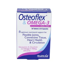 Health Aid Osteoflex Omega 3 30 Comprimés + 30 Capsules - Complément Alimentaire Articulations Glucosamine Chondroïtine Vitamine C