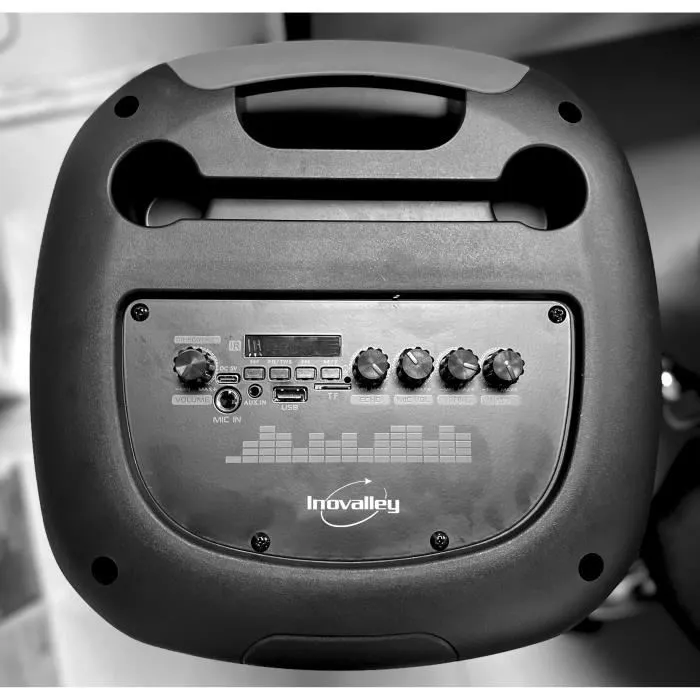 Inovalley Enceinte Karaoké Lumineuse KA123-XXL avec Bluetooth 5.0, 900 W, 75 cm, Noir