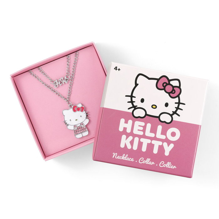 PEERS HARDY Collier Hello Kitty and Friends avec Pendentif, lazo et pierres, baigné argenté PEERS HARDY Collier Hello Kitty and Friends avec Pendentif, lazo et pierres, baigné argenté