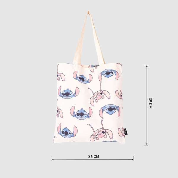 Cerdá Sac Shopping Stitch 36x36 cm - Sac en polyester et coton pour enfants - Version multilingue