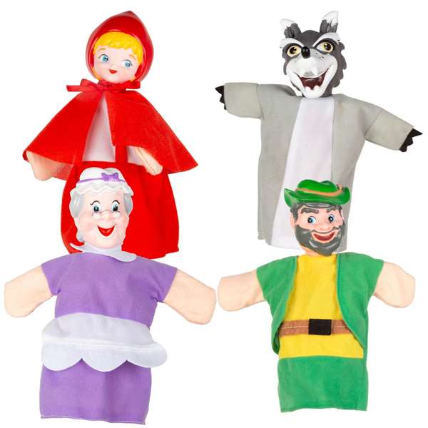 Color Baby - Marionnettes Le Petit Chaperon Rouge - Set de 4 Pièces - 25 cm