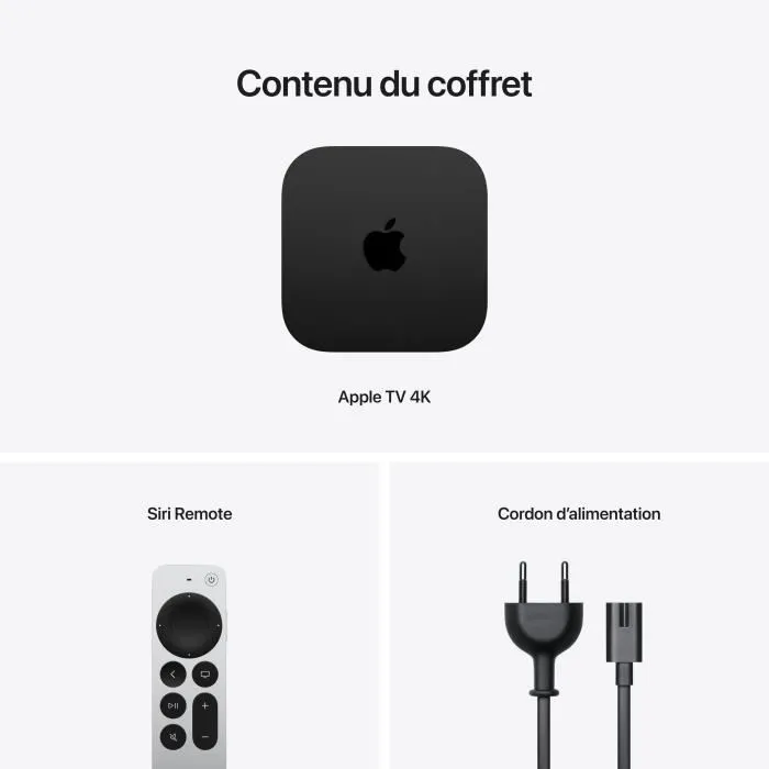 Apple TV 4K (3e génération) 128 Go - Passerelle multimédia Wi-Fi et Ethernet Apple TV 4K (3e génération) 128 Go - Passerelle multimédia Wi-Fi et Ethernet