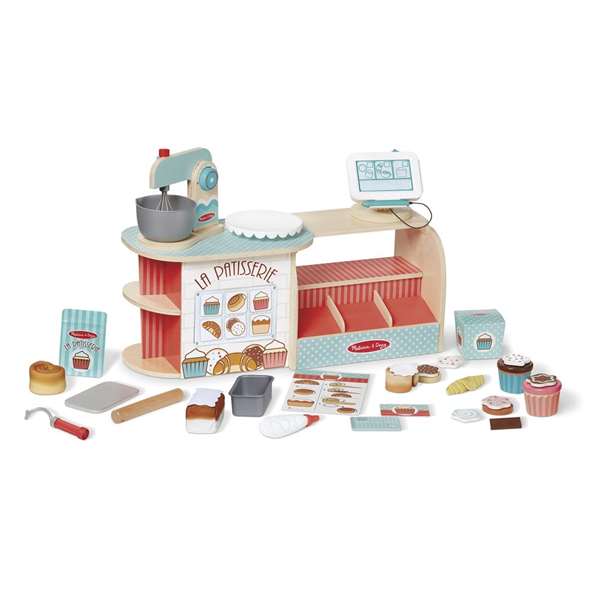 Melissa & Doug - Pâtisserie Boulangerie Jouet en Bois avec 39 Pièces - 59x24x24 cm - Version Espagnole