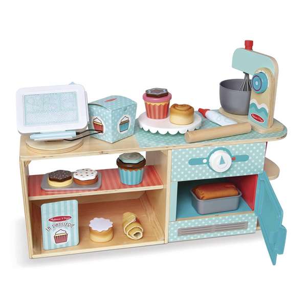 Melissa & Doug - Pâtisserie Boulangerie Jouet en Bois avec 39 Pièces - 59x24x24 cm - Version Espagnole