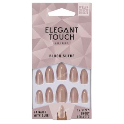 Elegant Touch Core Colour faux ongles short stiletto blush suede 24 pcs