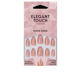 Elegant Touch CORE COLOUR Faux Ongles Stiletto Blush Suede avec Colle - 24 pcs