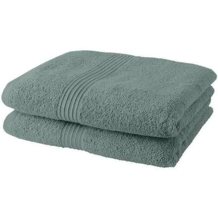 Today - Lot de 2 serviettes de bain 50x90 cm 100% coton 450 g/m², qualité supérieure, couleur céladon Today - Lot de 2 serviettes de bain 50x90 cm 100% coton 450 g/m², qualité supérieure, couleur céladon