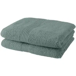 Today - Lot de 2 serviettes de bain 50x90 cm 100% coton 450 g/m², qualité supérieure, couleur céladon