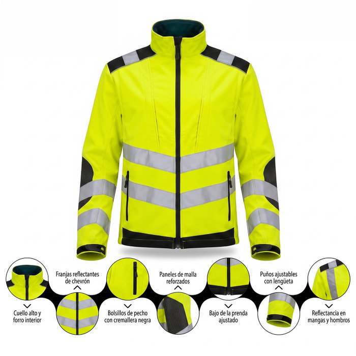 WOLFPACK LINEA PROFESIONAL Veste Softshell Haute Visibilité Jaune Fluo Taille M