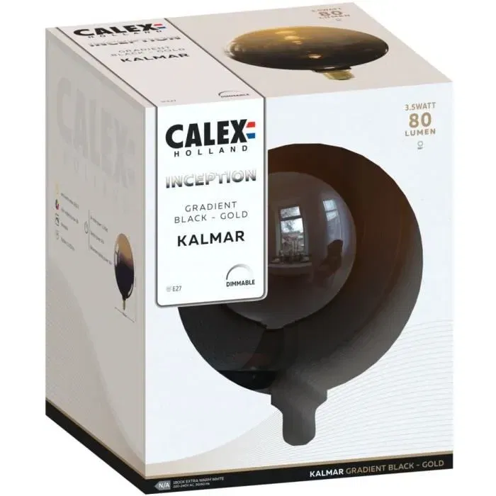 Calex INCEPTION KALMAR - Ampoule LED E27 3.5W 80lm 1800K Variateur Design Dégradé Noir et Or