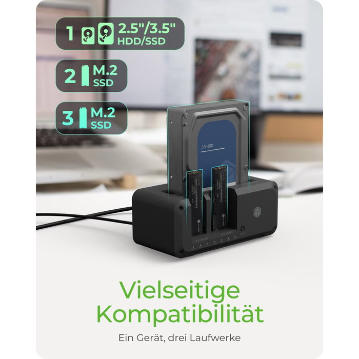 Icy IB-2924MSCL-C31 Clone and Docking Station SATA & M.2 NVMe