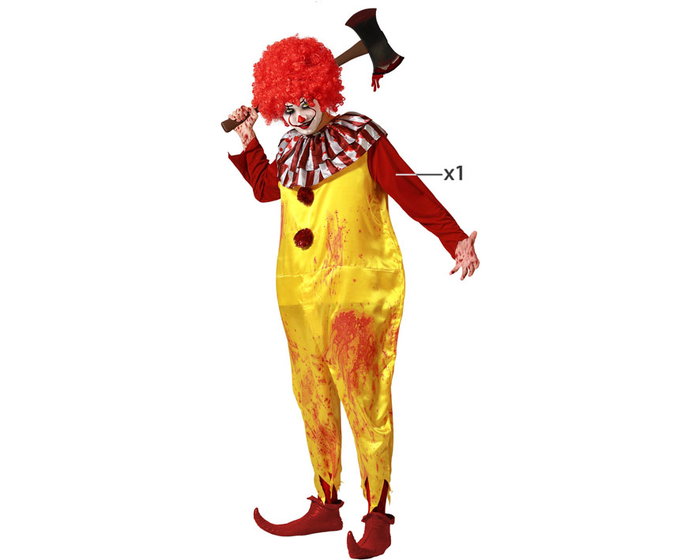 Costume Payaso Homme Adulte Halloween Mono Jaune à Volants Orange Taille M-L - Nouveauté 2023