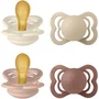 Bibs Pack de 4 sucettes Supreme symétriques T1, Caoutchouc naturel, Ivory Vanilla Blush Woodchuck