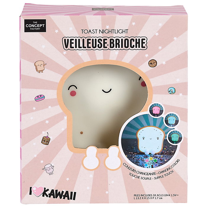 The Concept Factory Lampe de nuit kawaii tartine changeant de couleur The Concept Factory Lampe de nuit kawaii tartine changeant de couleur