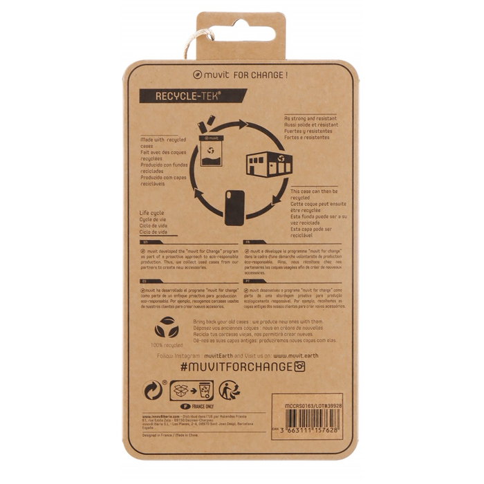 Muvit Recycletek Coque pour Apple iPhone 13, Protection Recyclée, 100% Recyclable