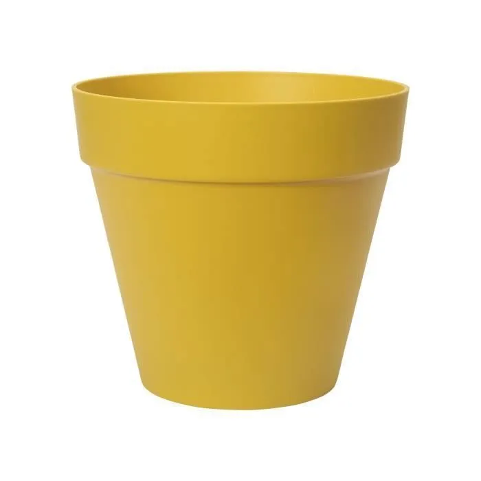 Elho Pot de fleurs rond Loft Urban 25, Ø 24.5 x H 22.2 cm, jaune ocre, résistant au gel, avec réserve d'eau, extérieur Elho Pot de fleurs rond Loft Urban 25, Ø 24.5 x H 22.2 cm, jaune ocre, résistant au gel, avec réserve d'eau, extérieur